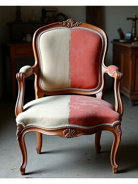 Restauration d'une chaise du 18ème siècle, avant et après